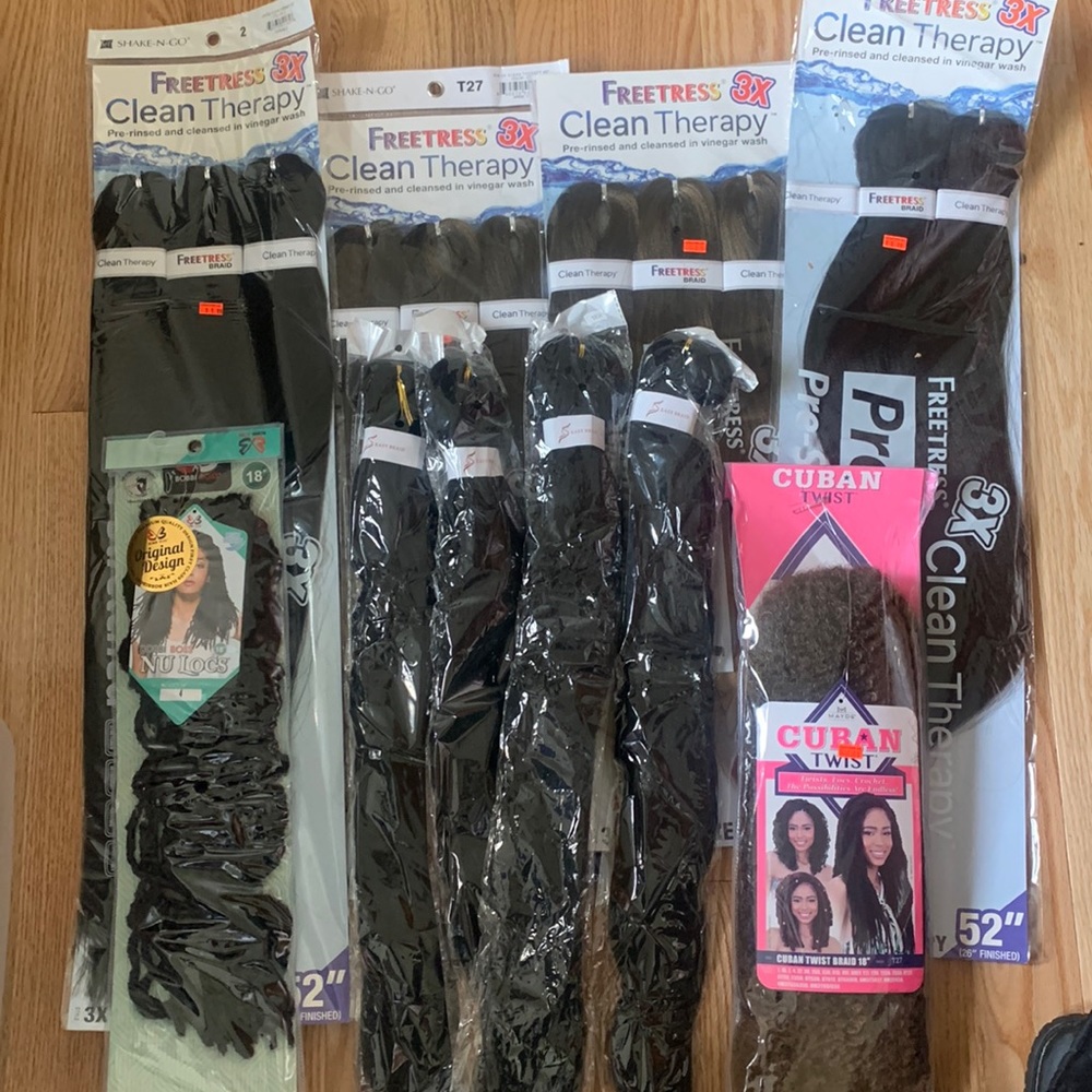 Braiding hair, locs, and Cuban twist